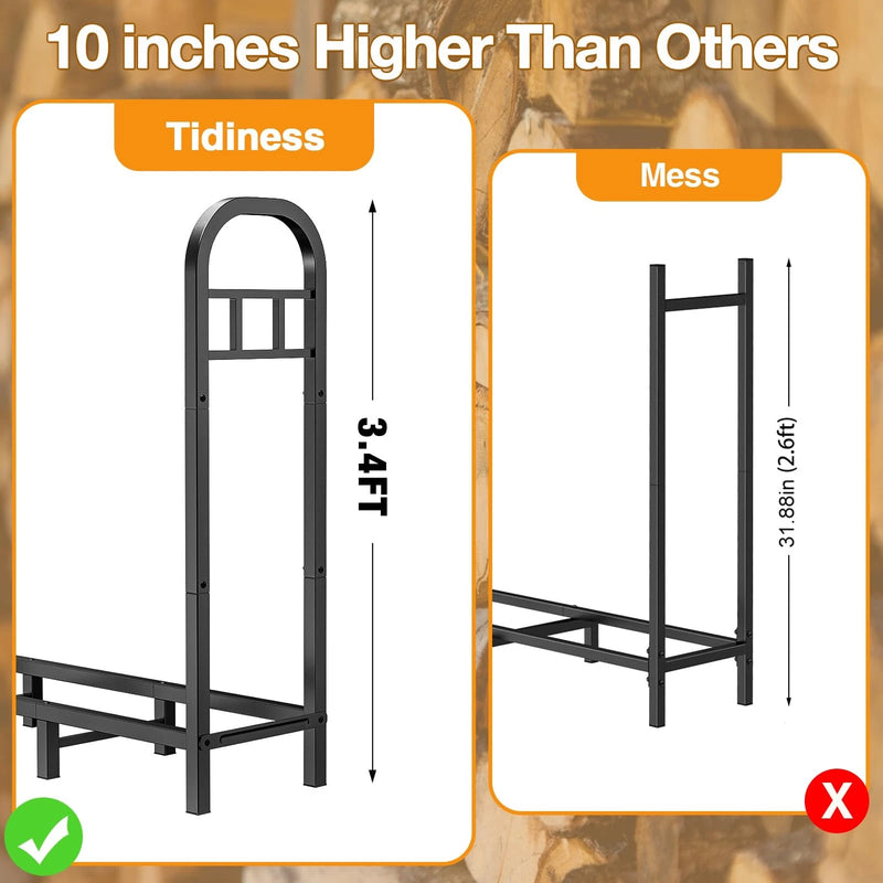 GREENER 4FT FIREWOOD RACK OUTDOOR - BLACK - Like New