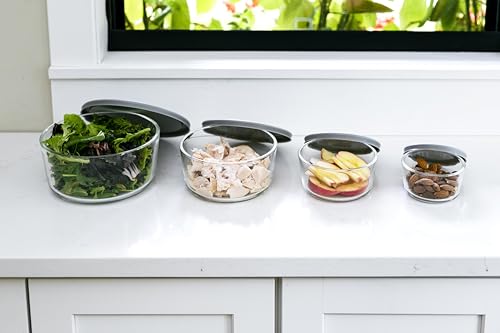 DURA LIVING 8-PIECE GLASS FOOD STORAGE CONTAINERS SET - GRAY - Brand New