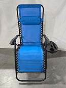 YOMIFUN ZERO GRAVITY CHAIR WITH REMOVABLE PILLOW, SIDE TABLE - LIGHT BLUE - Like New