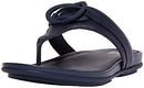 FS939 FITFLOP WOMEN'S GRACIE CIRCLET LEATHER TOE-POST SANDAL, NAVY, SIZE 8 - Like New