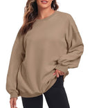FK008 KEEPOVERSIZED PULLOVER SWEATSHIRT CASUAL LONG SLEEVE KHAKI - SIZE L - Like New