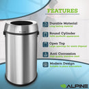 Alpine Industries17 gal. Stainless Steel Round Trash Can with Open Top Lid - Like New
