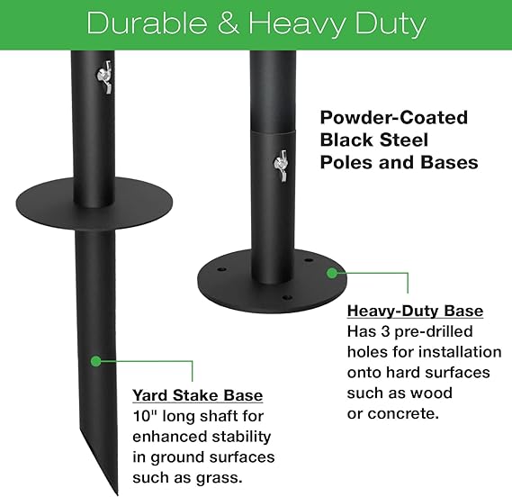 EXCELLO GLOBAL PRODUCTS Bistro String Light Poles 4 Pack EGP-HD-0361 - Black - Like New