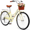QARSWA C-100 Cruiser Bike, 26-inch comfort with Shimano 7-Speed - Cream Yellow - Like New