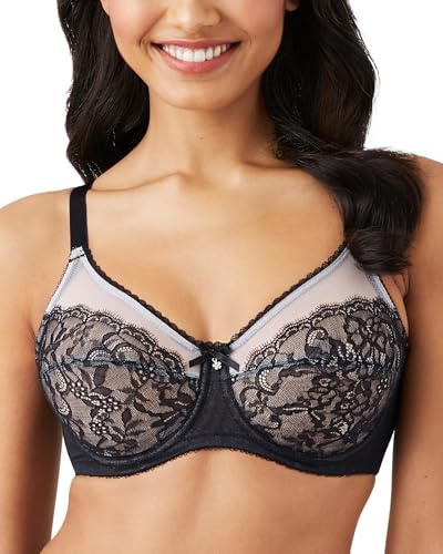 WACOAL WOMEN'S RETRO CHIC UNLINED MESH FULL COVERAGE UNDERWIRE BRA 36DD - BLACK - Brand New