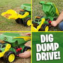 JOHN DEERE MOTORIZED DIG RIG 2-IN-1 DUMP TRUCK FRONT LOADER 470273 - GREEN - Brand New