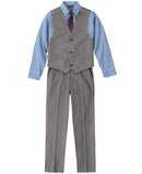 IZOD BOYS' 4-PIECE SET WITH COLLARED DRESS SHIRT, TIE, SIZE: 6, MEDIUM BLUE/GRAY - Brand New