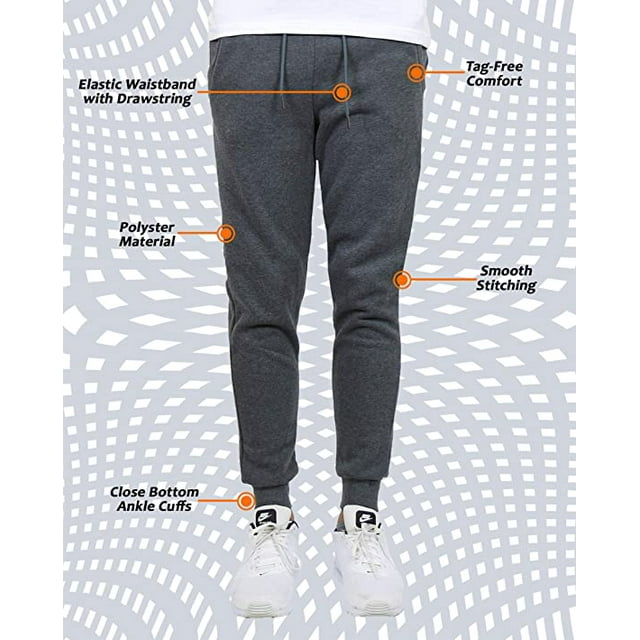 BASTION TRAIL MEN'S FLEECE DRAWSTRING JOGGER PANTS - CHARCOAL - SIZE 3XL - Brand New