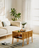 PIPISHELL BAMBOO STACKABLE END TABLES WOOD NIGHTSTAND SET OF 2 - NATURAL - Like New