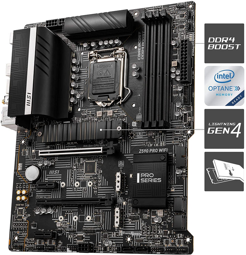 Z590 PRO WIFI ProSeries Motherboard ATX LGA 1200 Socket DDR4 M.2 Slots Like New