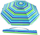 MOVTOTOP 6.5 FT BEACH UMBRELLA SAND ANCHOR TILT ALUMINUM POLE - BLUE/GREEN - Like New