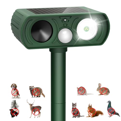 PIMAG UPGRADED SOLAR ULTRASONIC ANIMAL REPELLANT REPELLER, LC-809 - GREEN - Like New