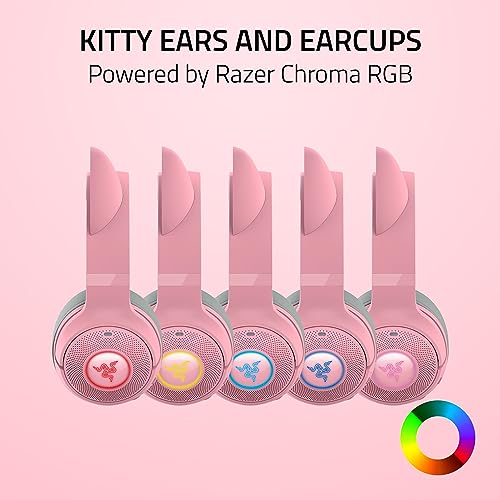 Razer Kraken Kitty V2 BT Wireless RGB Headset Chroma RGB Kitty Ears & Earcups - Like New