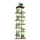 VANYICHOO Metal Plant Stand with Grow Lights for Indoor Outdoor (Retro Wood,8T) - Brand New