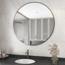 KOONMI BATHROOM ROUND MIRROR 30" CIRCLE WALL MIRROR METAL FRAMED - BLACK - Like New