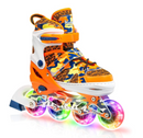 KUXUAN SKATES ADJUSTABLE INLINE SKATES YOUTH LARGE KIDS 3-6 - ORANGE - Like New