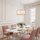 B09533G443 classy leaves Gold Chandelier Light Fixture 4-Light Modern Drum Light - Brand New