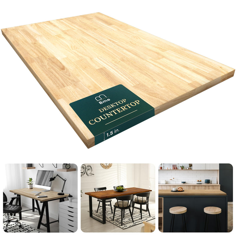 Bme Hevea Solid Wood Butcher Block Table Top Desk top - Scratch & Dent