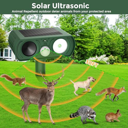 PIMAG UPGRADED SOLAR ULTRASONIC ANIMAL REPELLANT REPELLER, LC-809 - GREEN - Like New