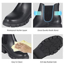 ATHLEFIT WOMEN'S CHELSEA BOOTS LUG SOLE CHUNKY HEEL ELASTIC ANKLE SIZE 6 - BLACK - Like New