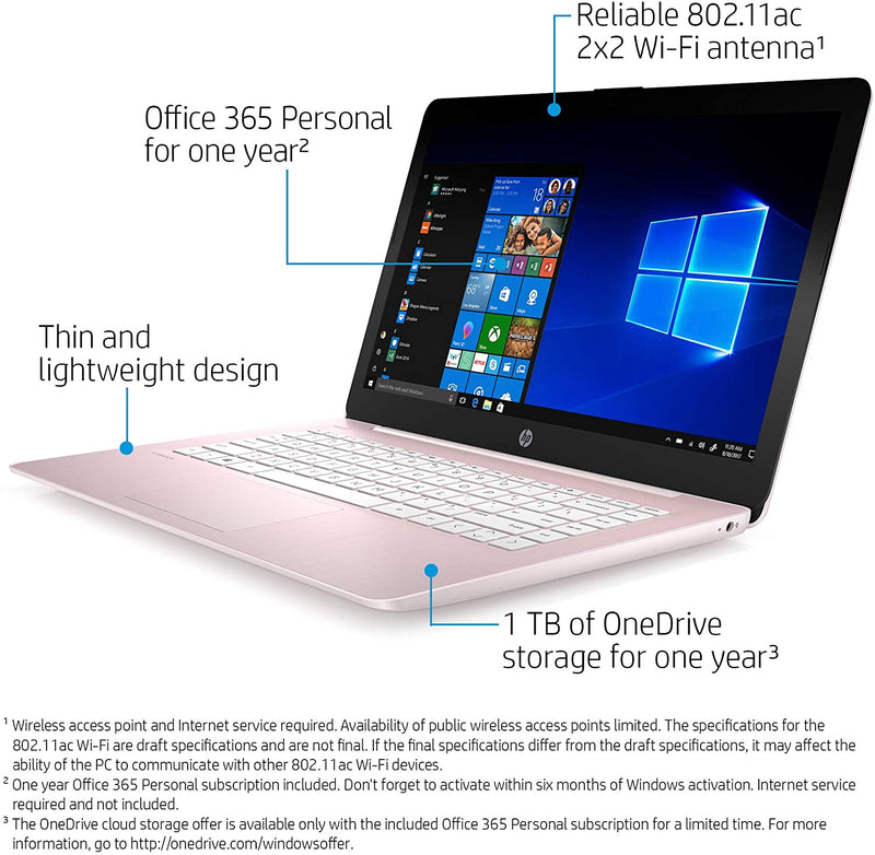 HP Stream Laptop 14" HD A4-9120E 4 32 GB eMMC Rose Pink 14-ds0040nr - Like New