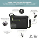 TRAVELON Anti-Theft Classic Small East/West Crossbody Bag 43115 - BLACK - Brand New