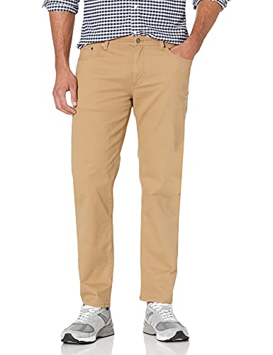 AMAZON ESSENTIALS MEN'S PANTS, RELAXED, 5-POCKETS, TWILL 31W X 30L - DARK KHAKI - Brand New