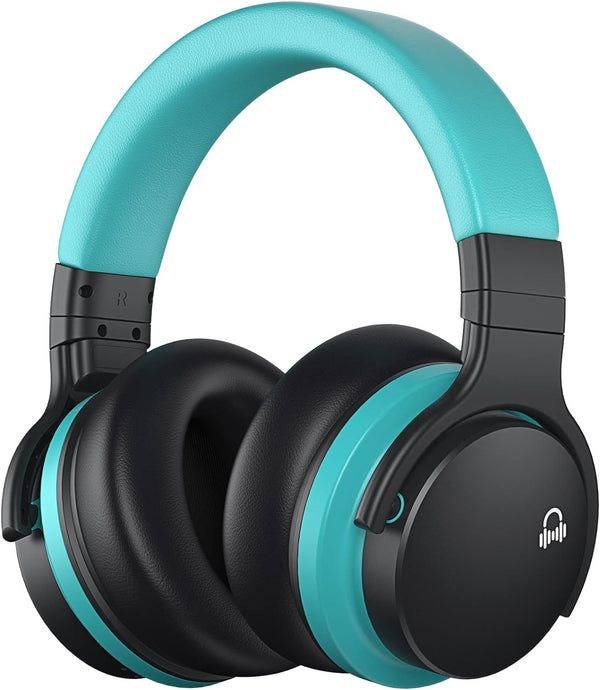 MOVSSOU E7 Active Noise Cancelling Headphones Bluetooth WirelessLight - Blue Like New