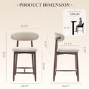 COLAMY UPHOLSTERED COUNTER HEIGHT BAR STOOLS, KITCHEN ISLAND STOOLS, BEIGE - Like New