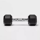 ALL IN MOTION HEX DUMBBELL 8LBS RUBBER COATED CHROME HANDLE ARM WORKOUT - BLACK - Like New