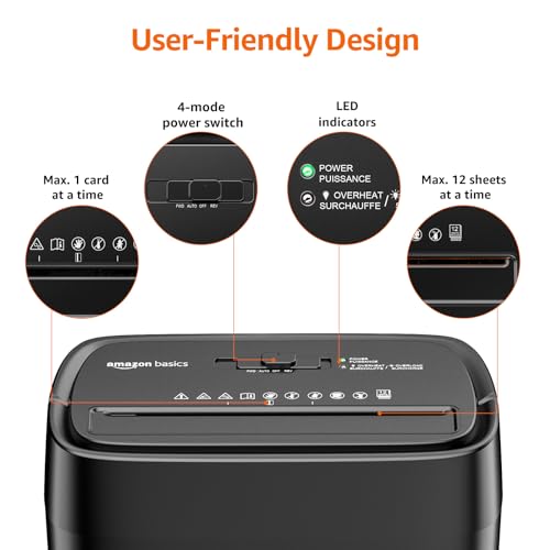 AMAZON BASICS CROSS CUT PAPER AND CARD SHREDDER NEW MODEL BLACK C262-C - BLACK - Like New