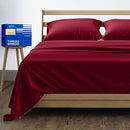 THREAD SPREAD Pure Egyptian King Size Cotton Bed Sheets Set - Burgundy Like New