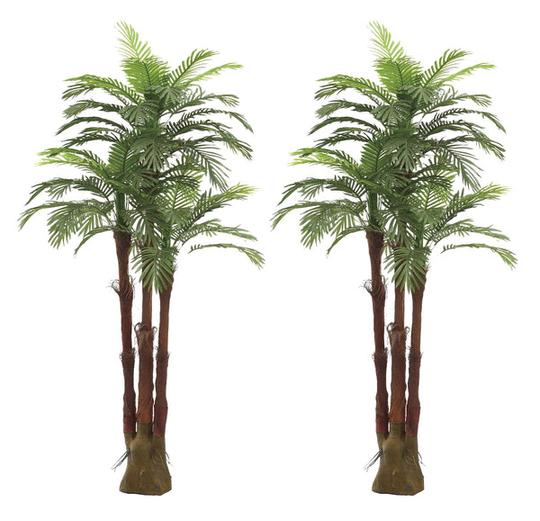 AMERIQUE Double Gorgeous 6 Feet Tropical Palm Artificial Tree - AMS0354 - Green - Like New