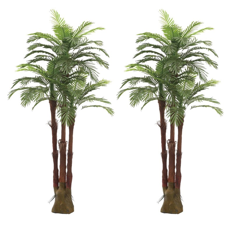 AMERIQUE Double Gorgeous 6 Feet Tropical Palm Artificial Tree - AMS0354 - Green - Like New