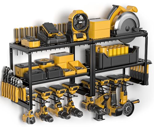 SPAMPUR POWER TOOL ORGANIZER 15 MIN FAST ASSEMBLY 8 SLOTS 3 LAYER METAL - BLACK - Like New