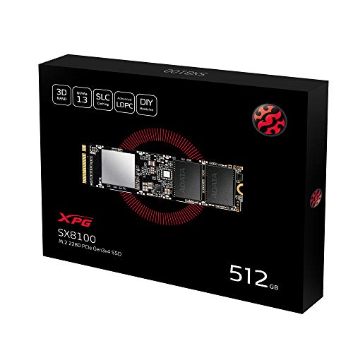 ADATA XPG SX8100 512GB 3D NAND NVMe Gen3x4 SSD ASX8100NP-512GT-C - BLACK - Like New