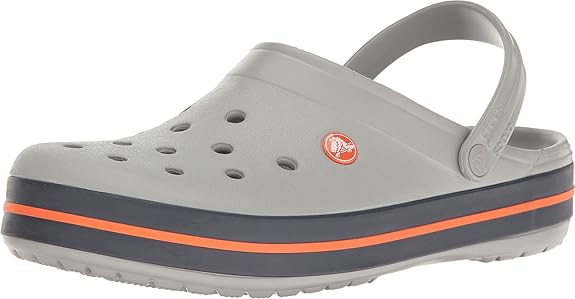 CROCS UNISEX ADULT CROCBAND CLOG - SIZE: MEN 6 WOMEN 8 - LIGHT GRAY/NAVY - Like New