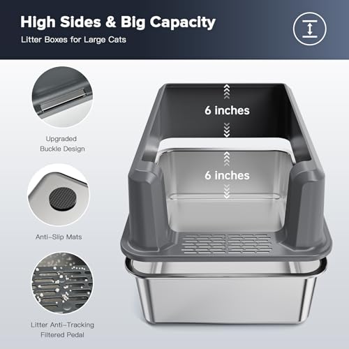 LEMPISH STAINLESS STEEL CAT LITTER BOX WITH TOP LID LARGE XL METAL - GRAY - Like New
