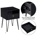 VECELO Set of 2 Nightstand Industrial End Side Table Drawer Shelf - Cobalt Blue - Like New