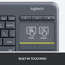 Logitech K400 Plus Wireless Touch With Easy Media Control and Built-in Touchpad - Like New