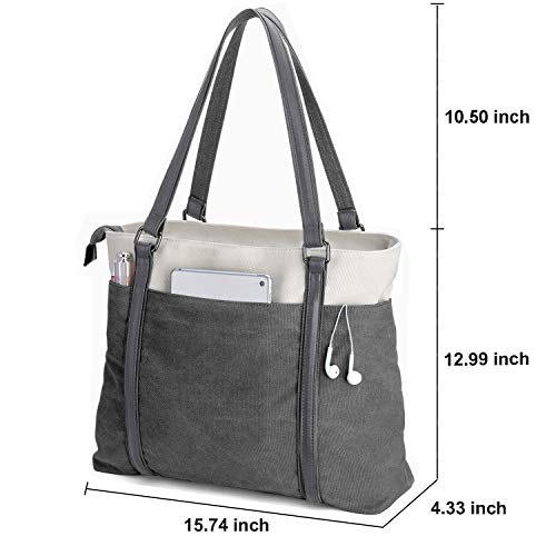 BAG WIZARD WOMEN'S WORK BAG WITH LAPTOP COMPARTMENT ZIPPER - DARK GRAY - Like New