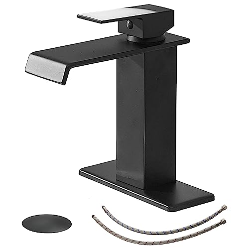 BWE BLACK BATHROOM FAUCET MODERN WATERFALL MATTE BLACK BWE-6004 - BLACK - Like New