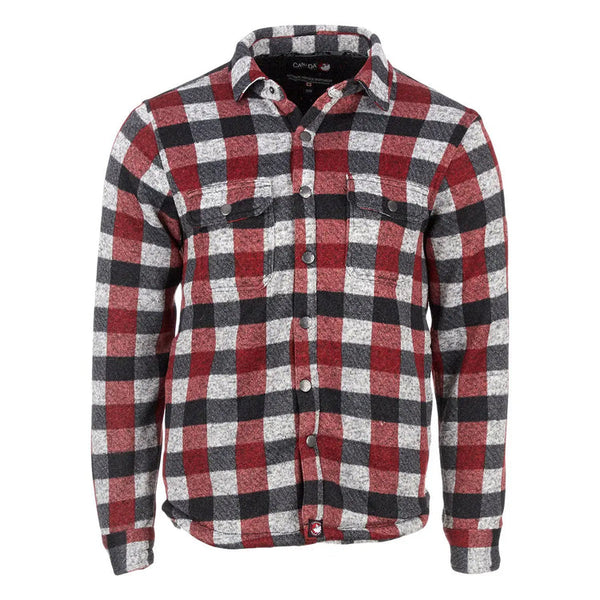 CWG025Y3440 CANADA WEATHER MEN’S SHERPA LINED BUFFALO PLAID JACKET, LARGE - RED - Like New