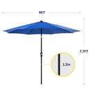 Outdoor Patio Umbrella with Push Button Tilt/Crank, Water 3A88LGBRLA9BLUV2-BLUE - Like New