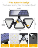 ZOOKKI SOLAR LIGHTS OUTDOOR WATERPROOF, 180 LED 3 HEADS 2 PACK - BLACK - Like New