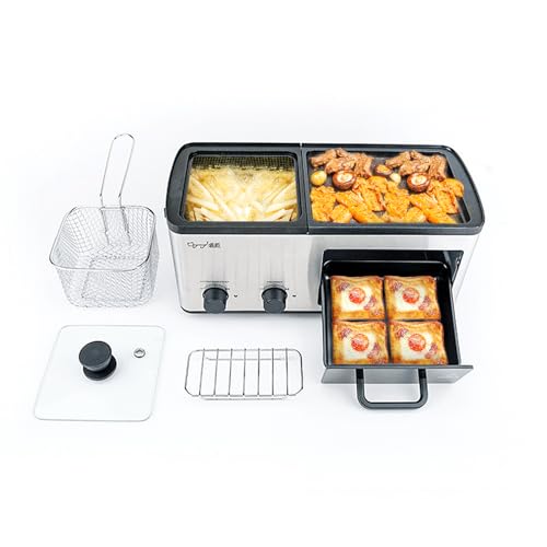 WOOD-IT NEWEST 4 IN 1 HOT POT ELECTRIC WITH GRILL AND FRYING BASKET - SILVER - Like New