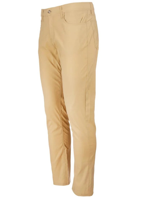 CHAPS MEN'S PERFORMANCE 5 POCKET PANTS - SIZE: MEN 34X32 - KHAKI - Brand New