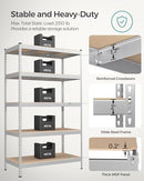 SONGMICS 5-Tier Storage Shelves, 23.6 x 47.2 x 70.9, Silver and Natural Beige - Like New