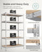 SONGMICS 5-Tier Storage Shelves, 23.6 x 47.2 x 70.9, Silver and Natural Beige - Like New