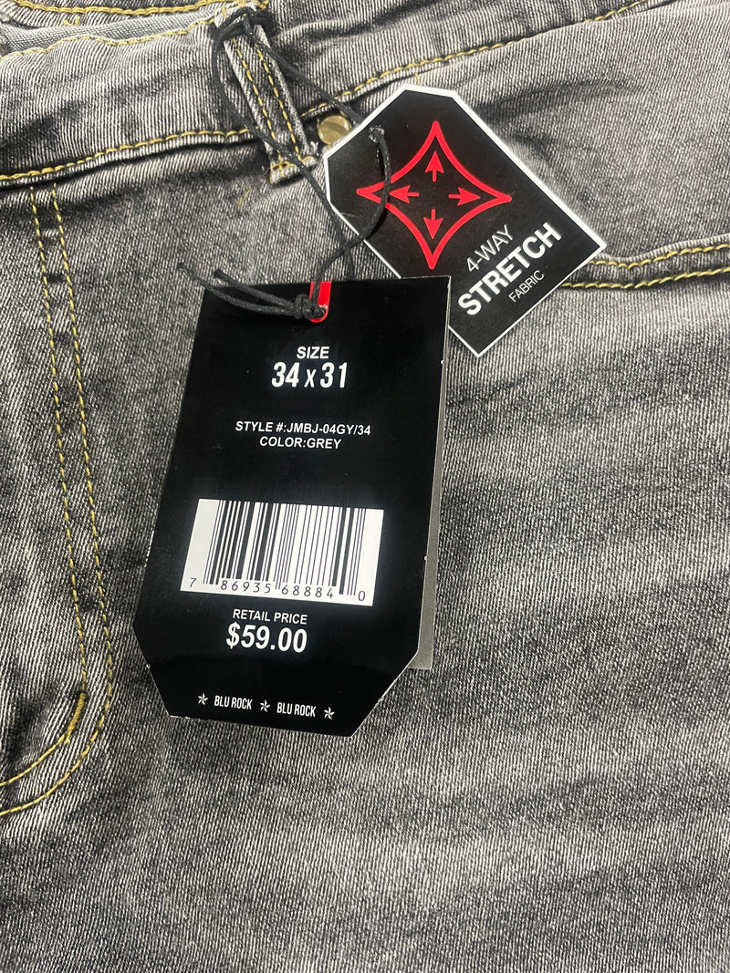 BLU ROCK DENIM FLEX  ALWAYS STRETCH COMFORT STITCH SLIM FIT SIZE 34X31 - GRAY - Brand New